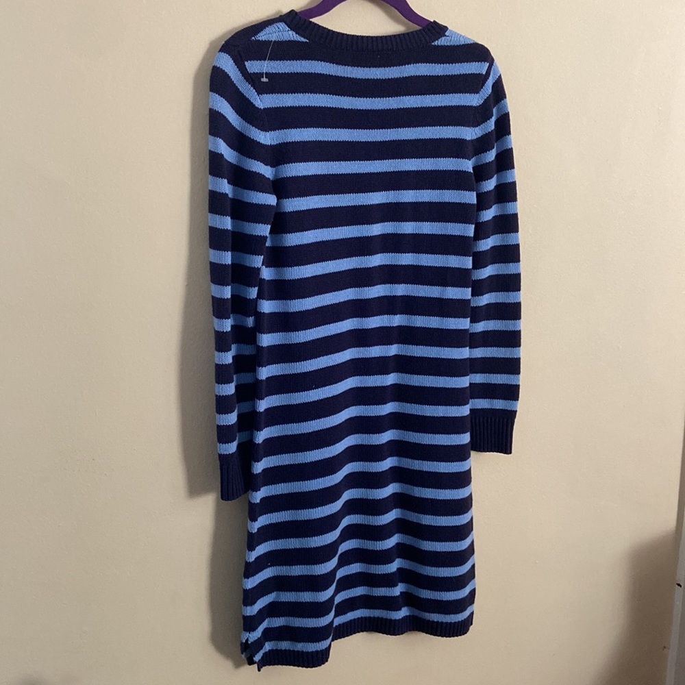 Sail to Sable Striped Knit Dress XS Navy Blue Cotton Sweater Dress Preppy - Picture 3 of 4
